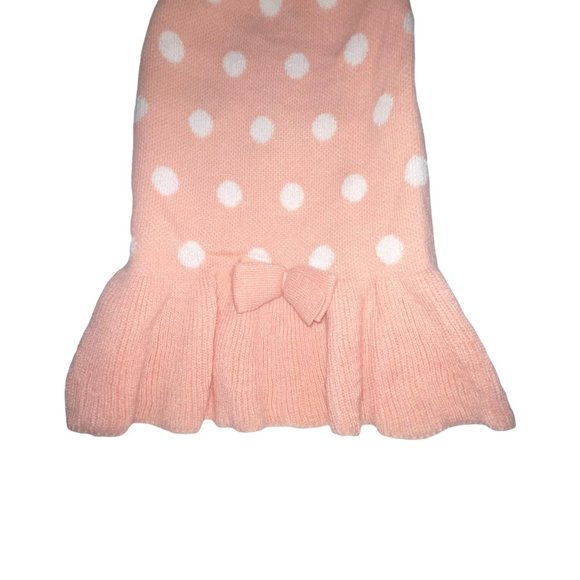 NWT Top Paw Pink Polka Dot Ruffled Skirt Bow Pullover Sweater Dress Dog L - Picture 3 of 6